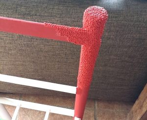 The Think-Rethink Chair in process. Adding the beads.
