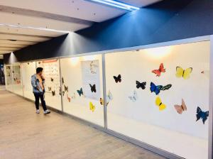 Butterflies of Mexico City in the Coyoacán metro station, CDMX.