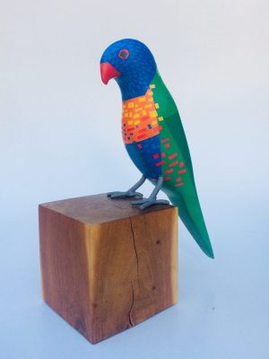 Coconut Lorikeet, Trichoglossus haematodus, made out of reclaimed wood.