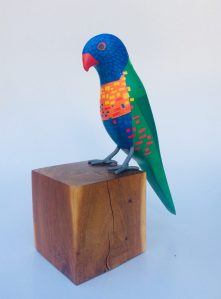 Coconut Lorikeet, Trichoglossus haematodus, made out of reclaimed wood.